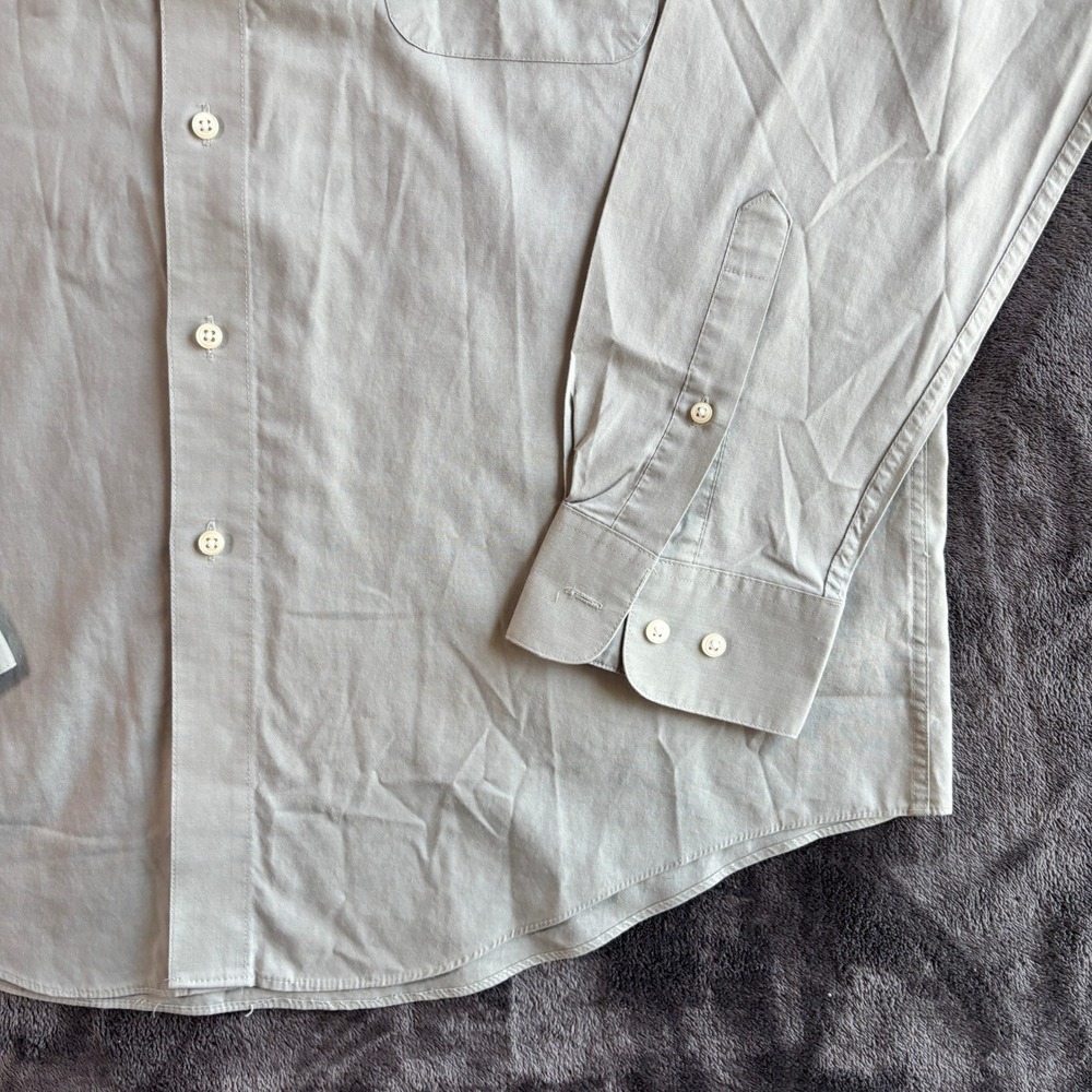 Pierre Cardin Mens Light Sage Dress Shirt Size 17 34/35 Long Sleeve Button Down - Picture 5 of 8